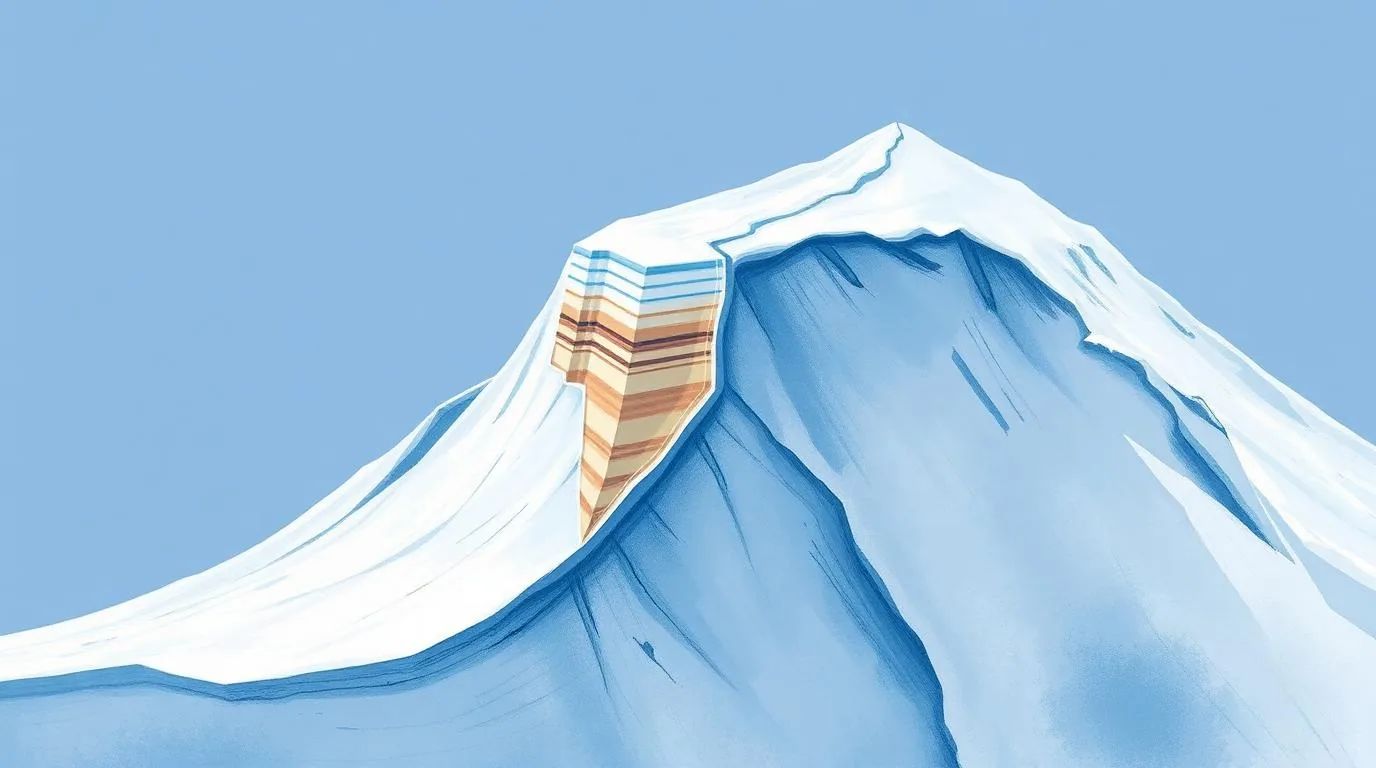 Snow plume sweeping down a steep Karakoram face beneath a serac band