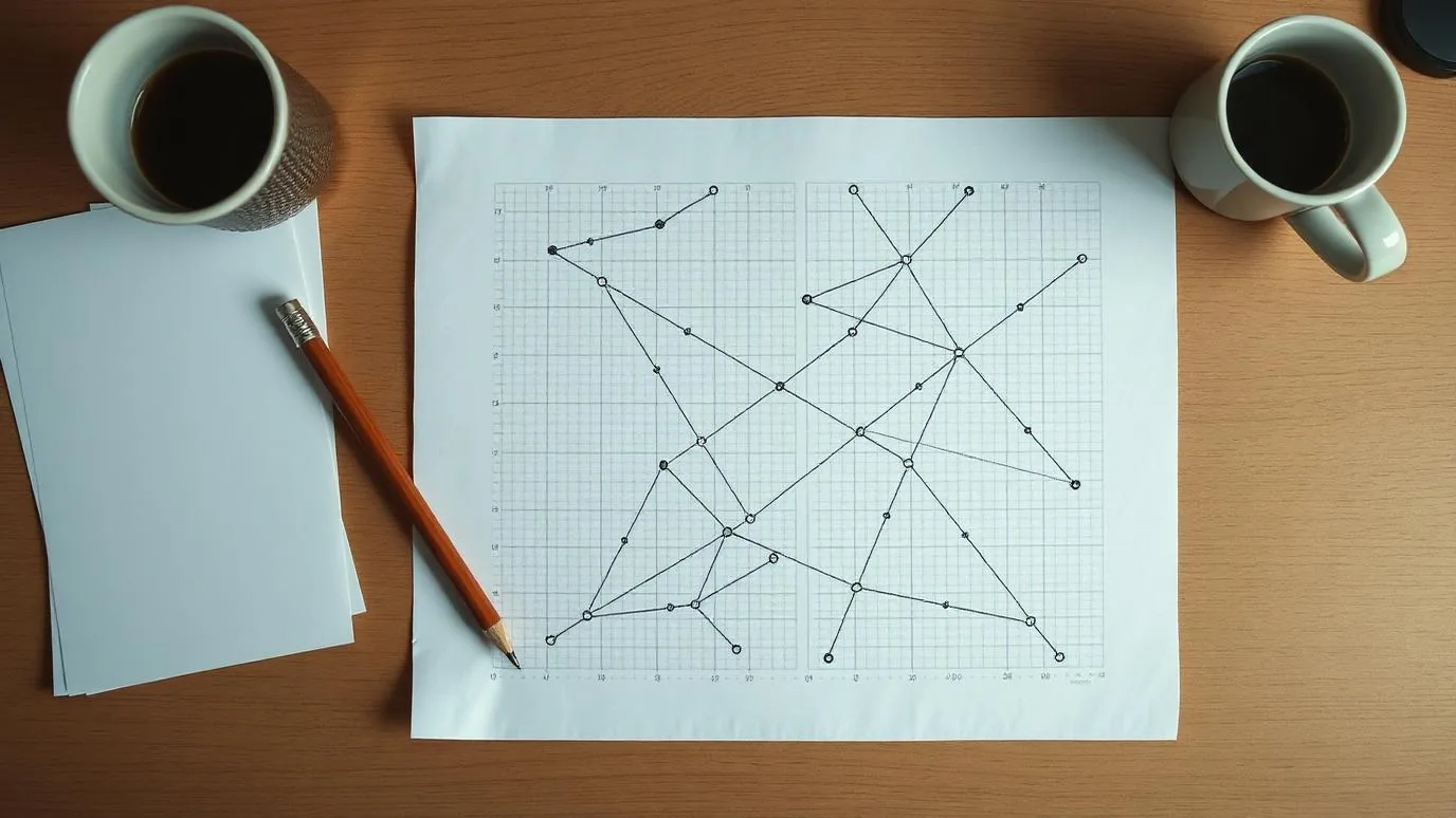 A dense graph of interconnected nodes drawn in white chalk on a blackboard