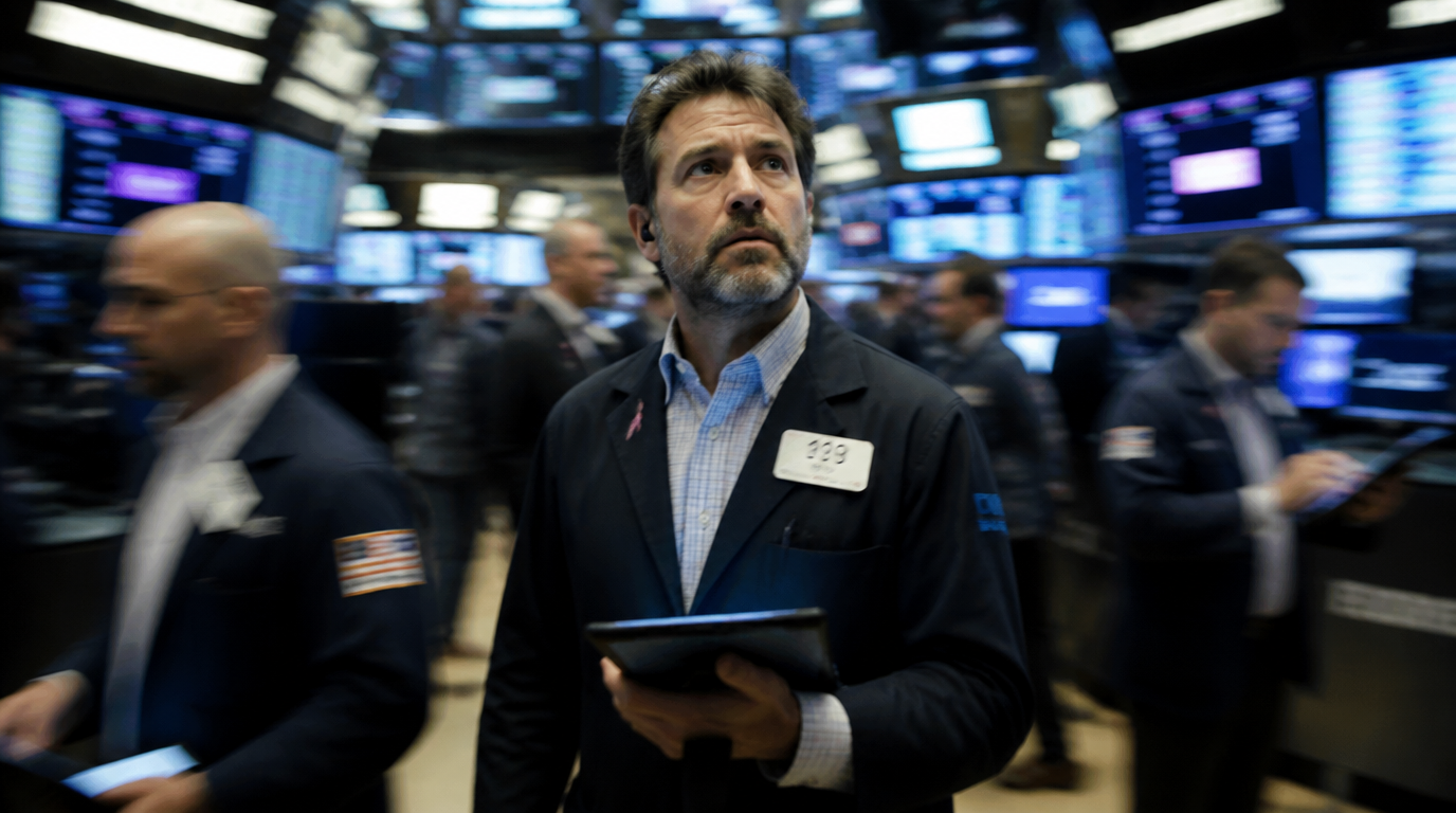 A stock exchange trading floor screen displaying a technology company listing